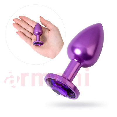 Metal Anal Tıkaç ve Tapa Lazer Kesim Mor Renkli Küçük Boy