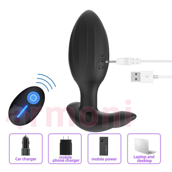 Titreşimli Kumandalı Şarjlı Su Geçirmez Anal Vibratör Plug