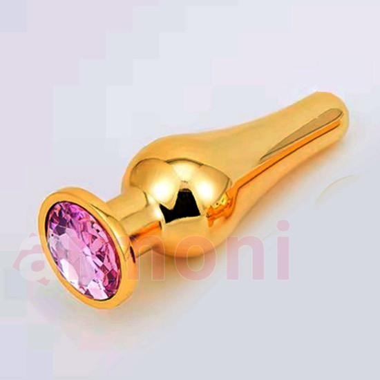 Taşlı Metal Anal Tapa Yumuşaltılmış Oval Uçlu Lazer Kesim Taşlı Metal Anal Tapa Yumuşaltılmış Oval Uçlu Lazer Kesim