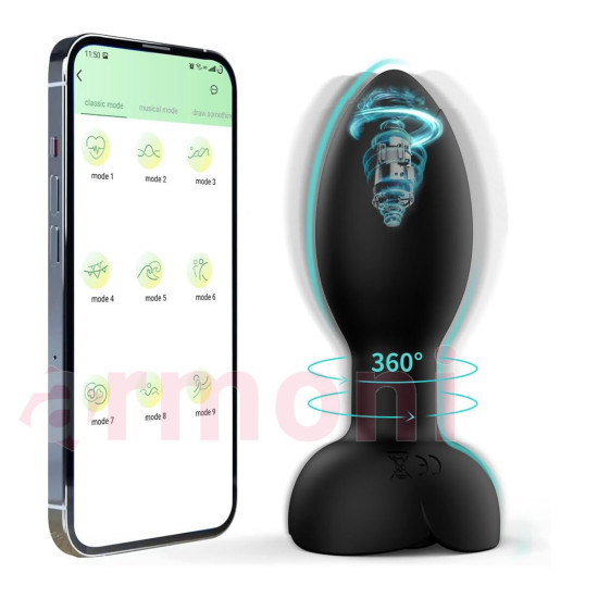 Şarjlı APP Kontrollü, Döner Kafalı, 10 Mod Titreşimli Silikon Anal Plug Şarjlı APP Kontrollü, Döner Kafalı, 10 Mod Titreşimli Silikon Anal Plug