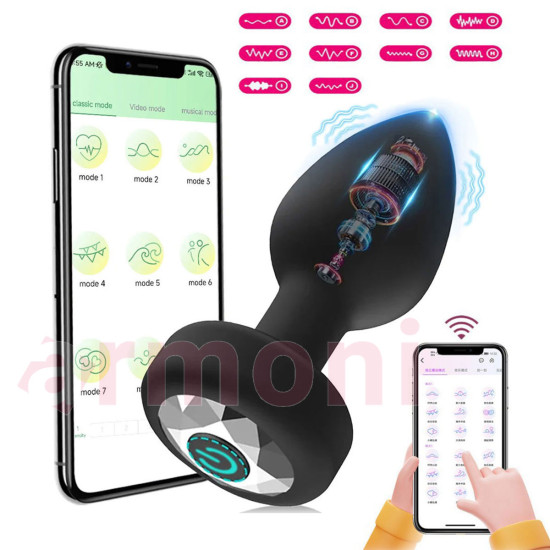 Telefon Kontrollü, 10 Fonksiyonlu, Şarjlı ve Su Geçirmez Titreşimli Anal Plug Telefon Kontrollü, 10 Fonksiyonlu, Şarjlı ve Su Geçirmez Titreşimli Anal Plug