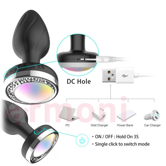 LED Işıklı 9 Renk, Şarjlı, Telefon Kontrollü, Silikon Anal Tapa – Su Geçirmez LED Işıklı 9 Renk, Şarjlı, Telefon Kontrollü, Silikon Anal Tapa – Su Geçirmez