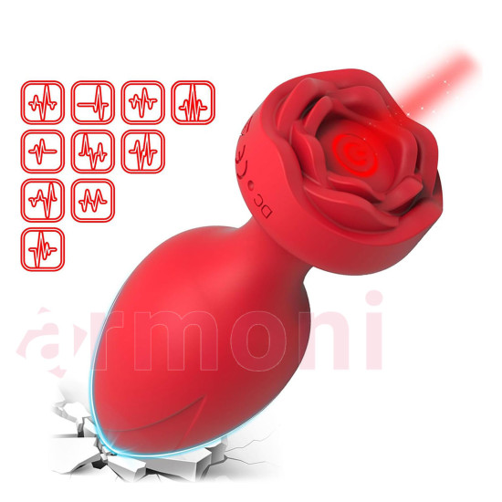 Giyilebilir APP Kontrollü, 10 Mod Titreşimli Silikon Anal Plug Kırmız