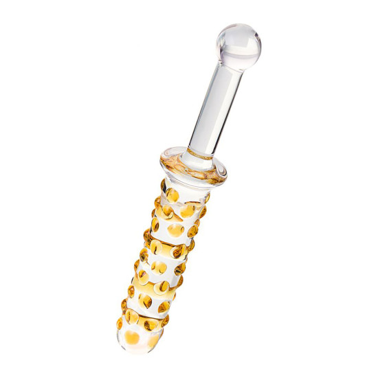 Çift Taraflı Kabartmalı ve Sade Yüzey Vajinal Anal Cam Dildo