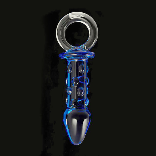 Saplı Vajinal Anal Kullanıma Uygum Cam Dildo