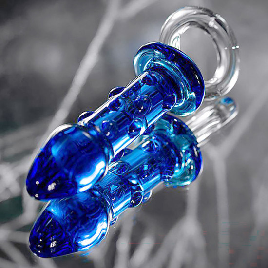 Saplı Vajinal Anal Kullanıma Uygum Cam Dildo