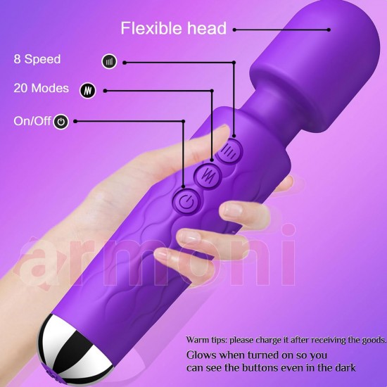 28 Modlu Su Geçirmez Şarjlı Wand Vibratör – Sessiz ve Güçlü Masaj