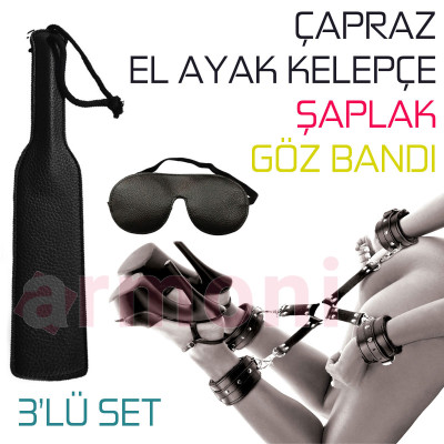 Farklı Pozisyonlar İçin Çapraz Kelepçeli Maskeli ve Şaplaklı 3lü Set