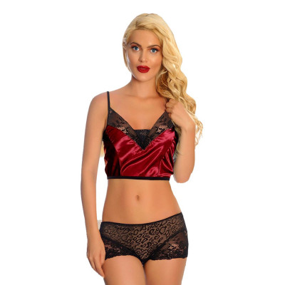 Dantelli Saten Babydoll Şortlu Takım