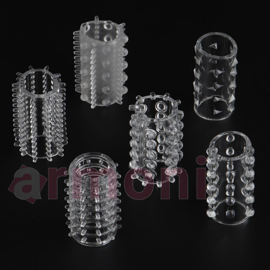 Penis Sleeve Kit Farklı Desenli 7 Adet Ucu Açık Penis Sleeve Kit Farklı Desenli 7 Adet Ucu Açık
