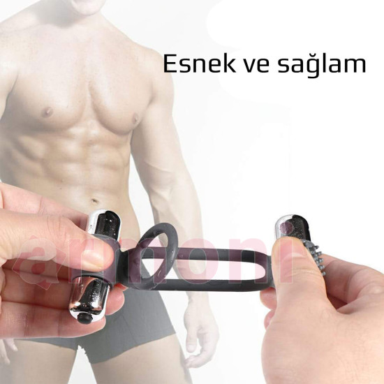 İki Vibratörlü Darbeli Titreşimli Penis Halkası Değiştirilebilir Piller İki Vibratörlü Darbeli Titreşimli Penis Halkası Değiştirilebilir Piller