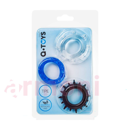 Ekstra Uyarıcı Çıkıntılı 3’lü Esnek Penis Halkası Seti