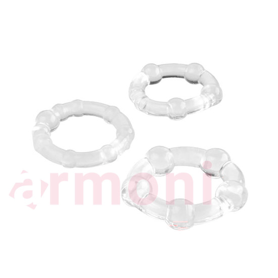 3’lü Esnek Uyarıcı Çıkıntılı Penis Halkası Seti