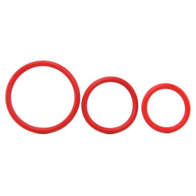 Black Red Cock Ring Set 3lü Penis Halkası Seti