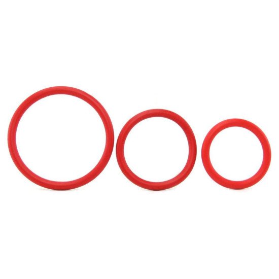 Black Red Cock Ring Set 3lü Penis Halkası Seti