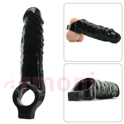 Realistic Penis Extension Sleeve Testis Destekli Penis Kılıfı