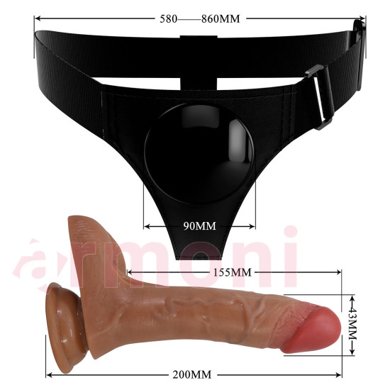 Su Fışkırtmalı, Titreşimli, Ayarlanabilir Kemerli, Realistik Strap-On Dildo