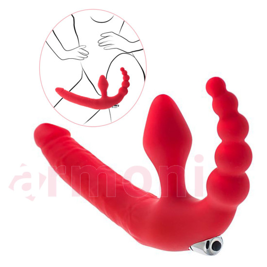 Anatomik Strapon Boğumlu ve Tapa Şeklinde Çift Uçlu Titreşimli Anatomik Strapon Boğumlu ve Tapa Şeklinde Çift Uçlu Titreşimli