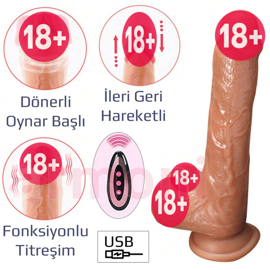 Teleskopik, Isıtmalı, 360° Dönen, 10 Fonksiyon Titreşim, ve Uzaktan kumandalı Realistik Penis Teleskopik, Isıtmalı, 360° Dönen, 10 Fonksiyon Titreşim, ve Uzaktan kumandalı Realistik Penis