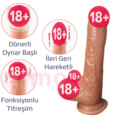 Teleskopik, Isıtmalı, 360° Dönen, 10 Fonksiyon Titreşim, ve Uzaktan kumandalı Realistik Penis