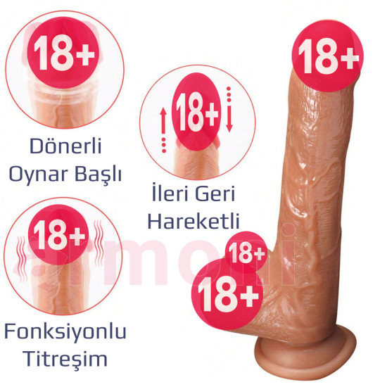 Teleskopik, Isıtmalı, 360° Dönen, 10 Fonksiyon Titreşim, ve Uzaktan kumandalı Realistik Penis Teleskopik, Isıtmalı, 360° Dönen, 10 Fonksiyon Titreşim, ve Uzaktan kumandalı Realistik Penis