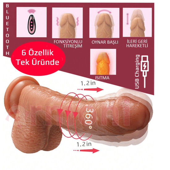 Teleskopik, Isıtmalı, 360° Dönen, 10 Fonksiyon Titreşim, ve Uzaktan kumandalı Realistik Penis Teleskopik, Isıtmalı, 360° Dönen, 10 Fonksiyon Titreşim, ve Uzaktan kumandalı Realistik Penis