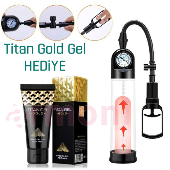 Titan Gold Jel Hediyeli Basınç Göstergeli Penis Pompası