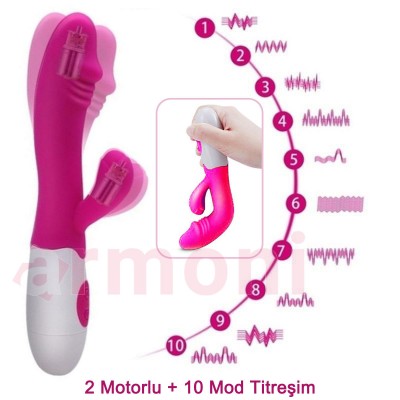 Çift Motorlu G Noktası Tavşan Vibratörü – 12 Fonksiyonlu, Şarjlı, Sessiz