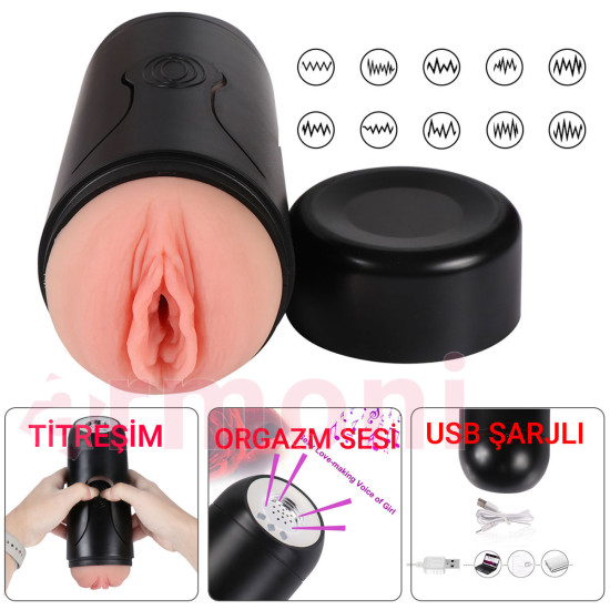 Sesli Titreşimli İtmeli ve Emmeli Realistik Mastürbatör Kupası Fanny Sesli Titreşimli İtmeli ve Emmeli Realistik Mastürbatör Kupası Fanny