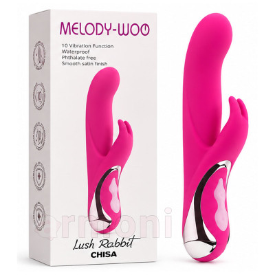 Melody-Woo Lush Rabbit Çift Motorlu 10 Titreşim Modlu Şarjlı Vibratör - Pembe