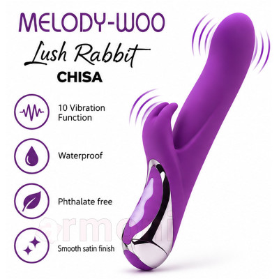 Melody-Woo Lush Rabbit Çift Motorlu 10 Titreşim Modlu Şarjlı Vibratör - Mor