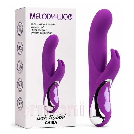 Melody-Woo Lush Rabbit Çift Motorlu 10 Titreşim Modlu Şarjlı Vibratör - Mor