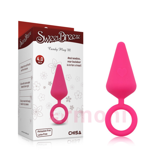 Candy Plug M-Pink Kalp Desenli Başlangıç Seviyesi Anal Tapa 10,1 X 3,3 cm