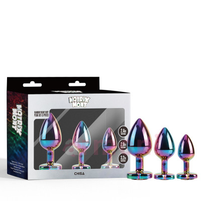 Rainbow Heart Premium Metal Ağırlıklı 3 Boy Anal Tıkaç Seti S-M-L