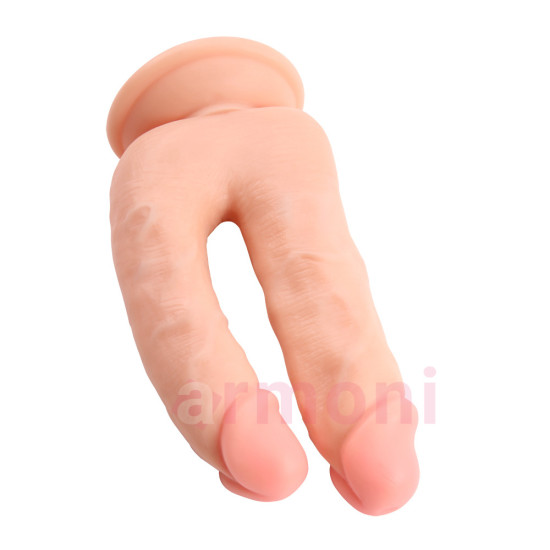 Bromeo 03 Gerçekçi Çift Çatal Penis Vantuzlu Dildo