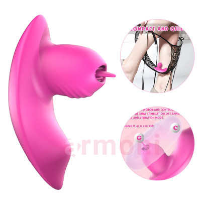 Giyilebilir Vibratör Licker Strap-on Vibe Yalama ve 10 Mod, Çift Motorlu