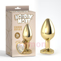 Clear Heart M Boy Kalp Taşlı Premium Metal Gold Anal Tıkaç 8,2 X 3,3 cm