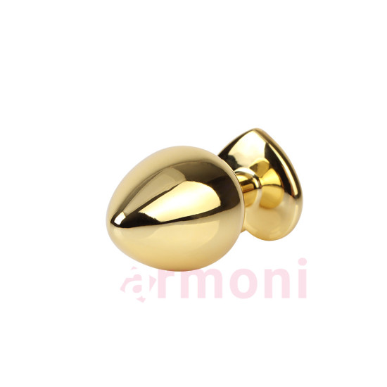 Clear Heart M Boy Kalp Taşlı Premium Metal Gold Anal Tıkaç 8,2 X 3,3 cm