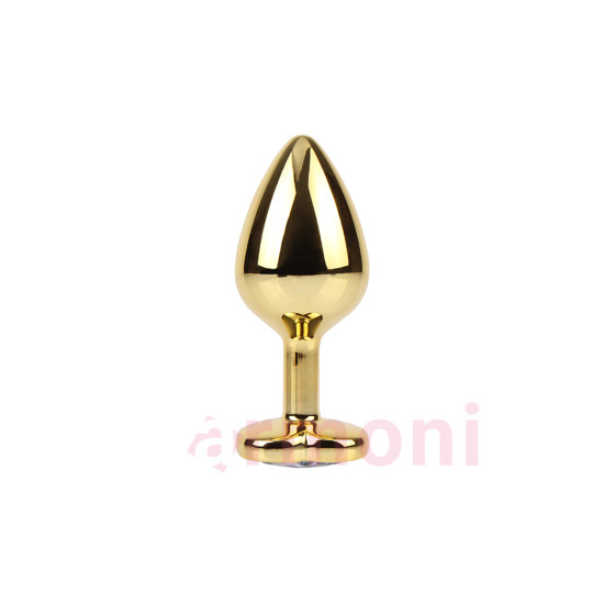 Clear Heart M Boy Kalp Taşlı Premium Metal Gold Anal Tıkaç 8,2 X 3,3 cm