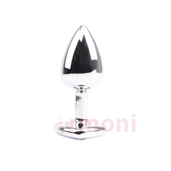 Konik Uçlu Heart Gem Gümüş Mavi Taşlı Metal Anal Plug Smal Başlangıç