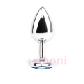 Konik Uçlu Heart Gem Gümüş Mavi Taşlı Metal Anal Plug Smal Başlangıç