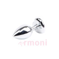 Konik Uçlu Heart Gem Gümüş Mavi Taşlı Metal Anal Plug Smal Başlangıç