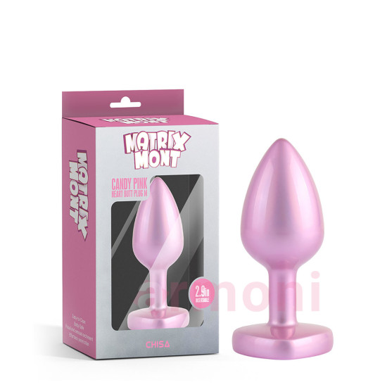 Candy Pink Heart, M Boy, Premium Metal, Kalp Tabanlı, Anal Tıkaç 8,1 cm