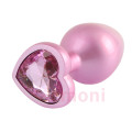 Candy Pink Heart, M Boy, Premium Metal, Kalp Tabanlı, Anal Tıkaç 8,1 cm
