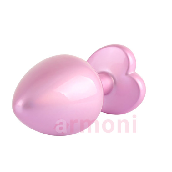 Candy Pink Heart, M Boy, Premium Metal, Kalp Tabanlı, Anal Tıkaç 8,1 cm