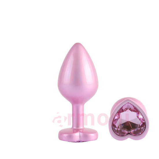 Candy Pink Heart, M Boy, Premium Metal, Kalp Tabanlı, Anal Tıkaç 8,1 cm