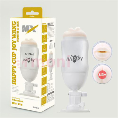 Happy Cup Joy Wang Ağız ve Anal Çift Giriş Titreşimli Erkek Mastürbatörü