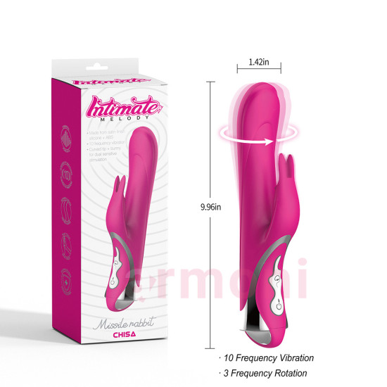 Missile Rabbit 10 Mod ve 3 Mod Dönerli Çift Uyarımlı Pembe Vibratör