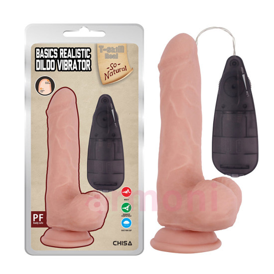 Basics Çift Katmanlı Vantuzlu Titreşimli Realistik Penis – Kemer Uyumlu